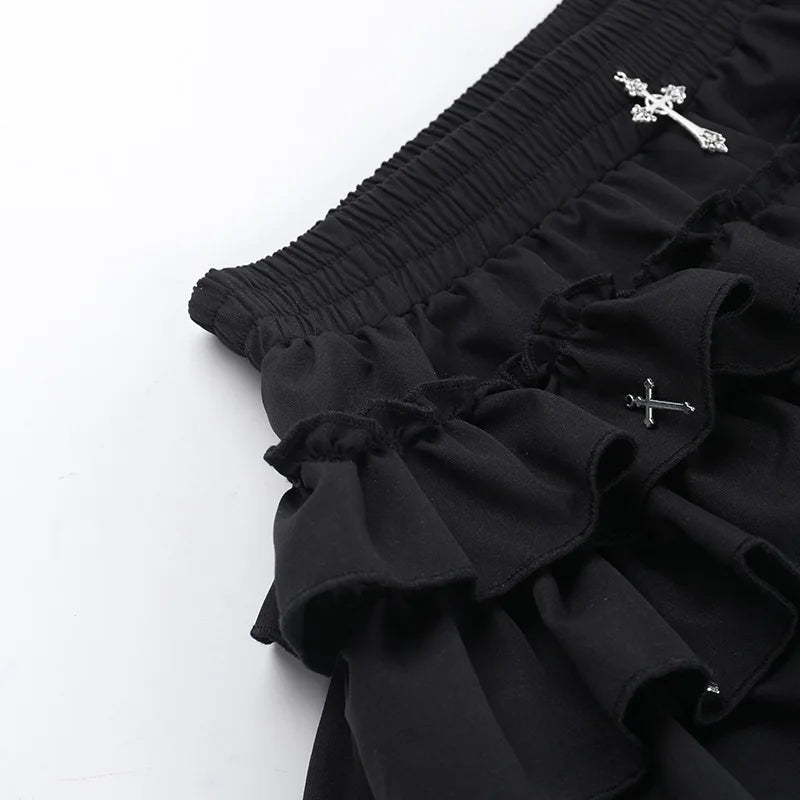 Jupes e-girl Harajuku Kawaii Y2K pour femmes, jupe-culotte avec pendentif croisé, robe courte esthétique Fairycore, Vintage, gothique, Punk, Short à gâteau