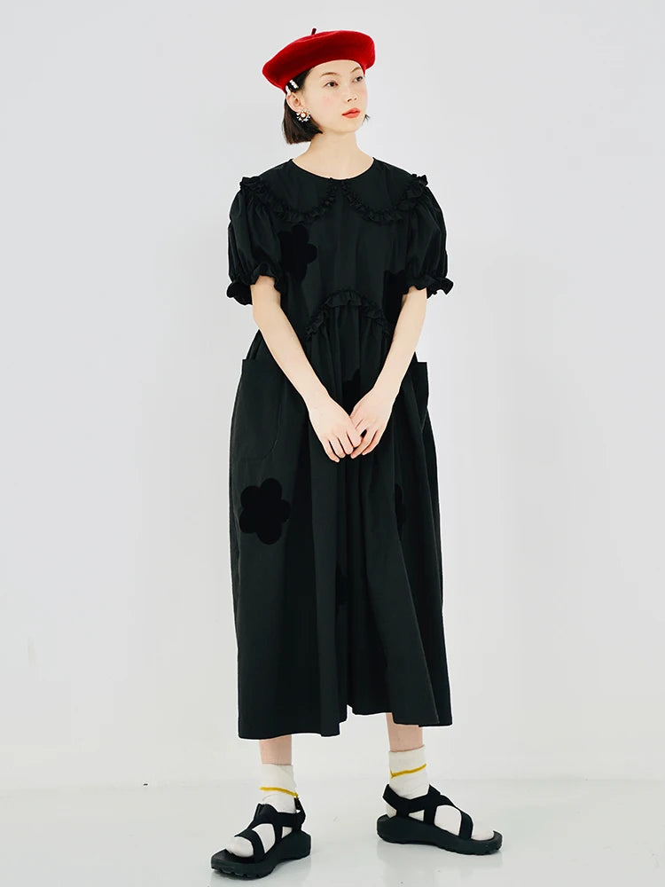 Imakokoni 2022 Original été pur coton robe noire fleur de cerisier robe Simple Girly jupe longue pour les femmes robe blanche 223588