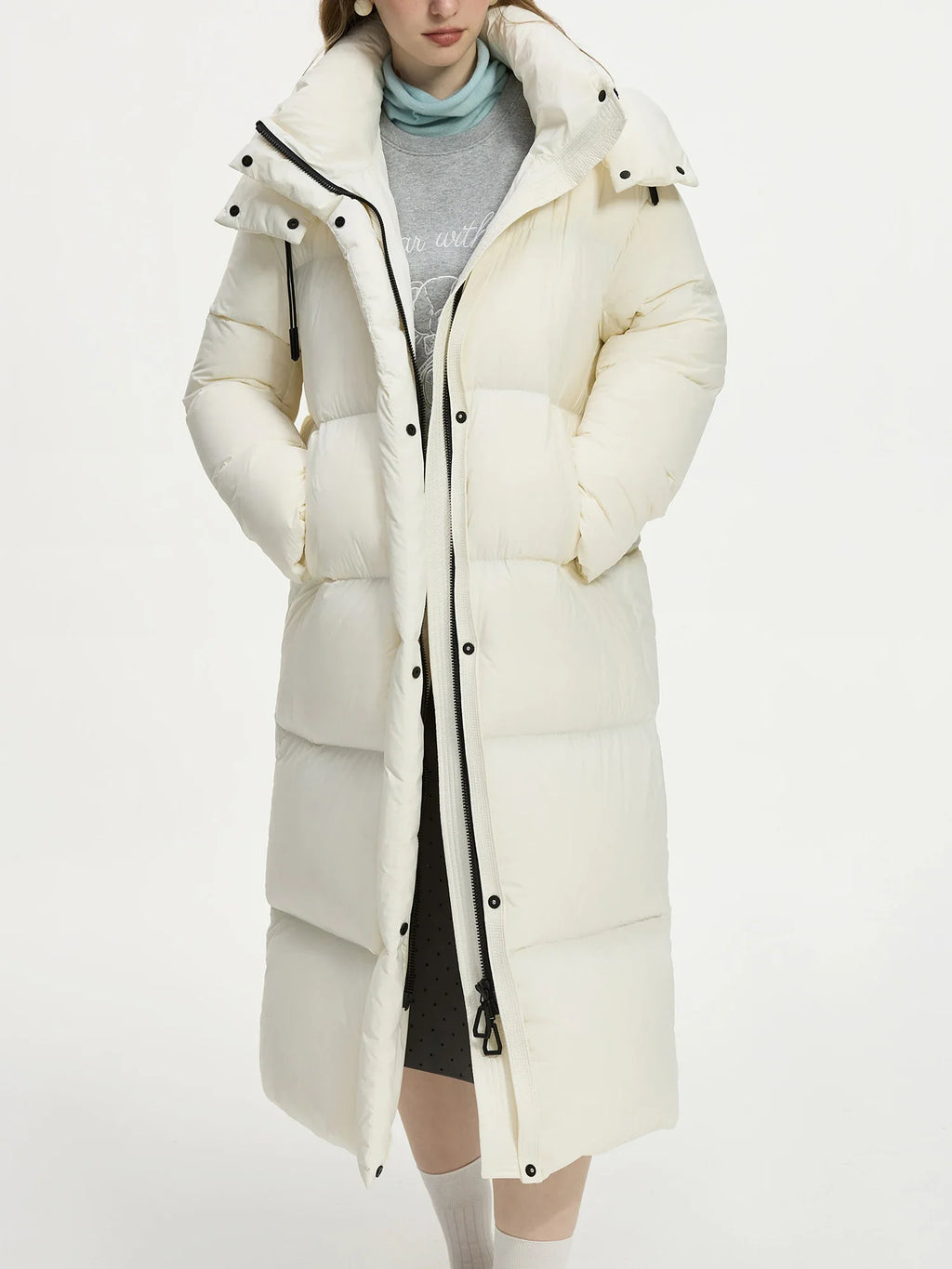 FSLE-Manteau Long et Chaud en Duvet pour Femme, Veste Polyvalente et Chic, Disponible en 3 Couleurs, 251.2g, Nouvelle Collection Hiver 2024, 24FS14081
