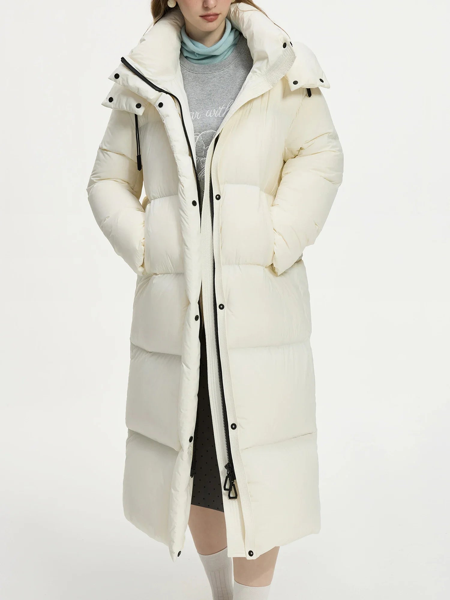 FSLE-Manteau Long et Chaud en Duvet pour Femme, Veste Polyvalente et Chic, Disponible en 3 Couleurs, 251.2g, Nouvelle Collection Hiver 2024, 24FS14081