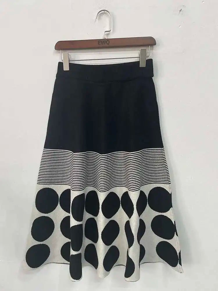 MooQ-Jupe trapèze élastique plissée à pois pour femme, jupe taille haute, style japonais, automne, hiver, nouveau, 2023, Midisk343