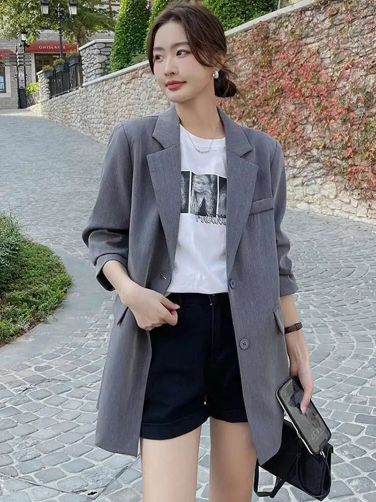 LANMREM-Blazer décontracté à manches longues pour femmes, manteau à boutonnage simple, conception de poches, vêtements d'été, 2Z1006, 2024