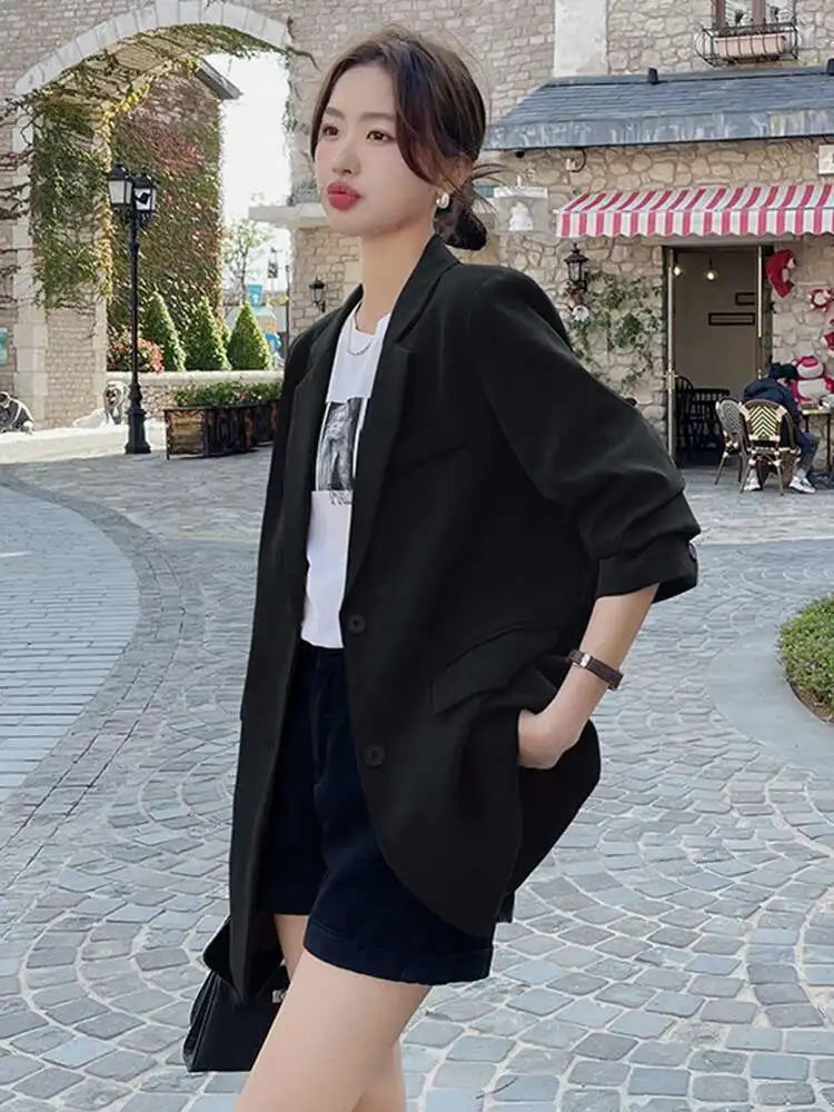 LANMREM-Blazer décontracté à manches longues pour femmes, manteau à boutonnage simple, conception de poches, vêtements d'été, 2Z1006, 2024