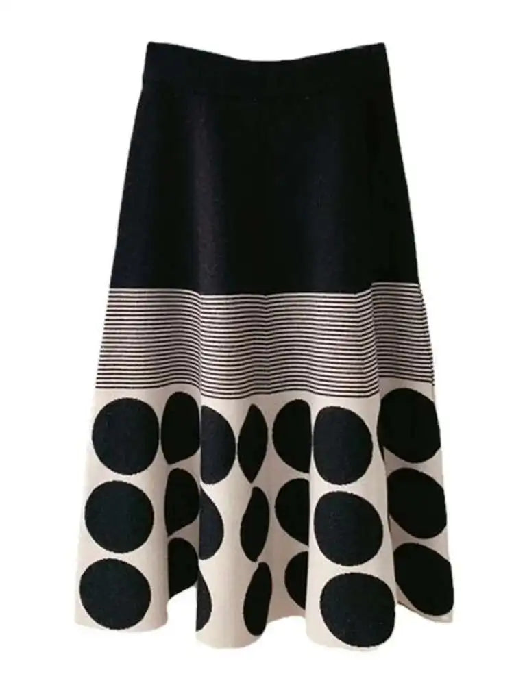MooQ-Jupe trapèze élastique plissée à pois pour femme, jupe taille haute, style japonais, automne, hiver, nouveau, 2023, Midisk343
