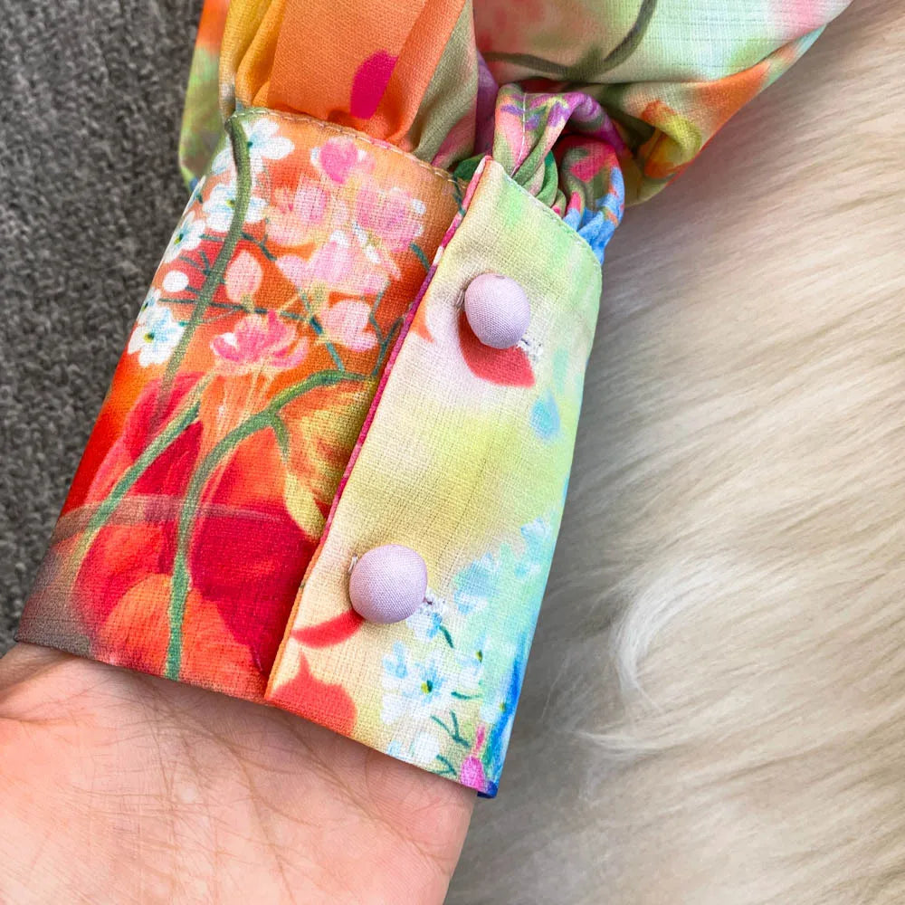 Robe longue en coton et lin à fleurs pour femmes, manches longues, dentelle, col en V, simple boutonnage, robe de soirée élégante, printemps, automne, 2025