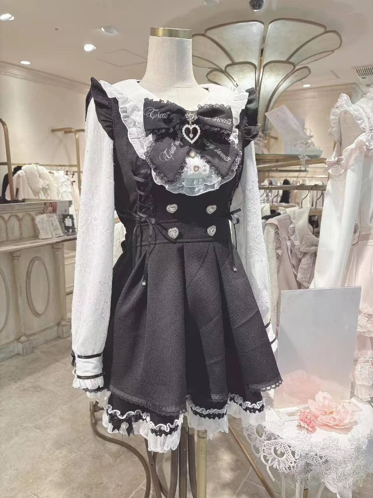 Robe Lolita en dentelle pour femmes, Style gothique japonais, avec nœud rayé, chemise à bandes, Slim, esthétique Y2k, Mini robes de soirée, Design