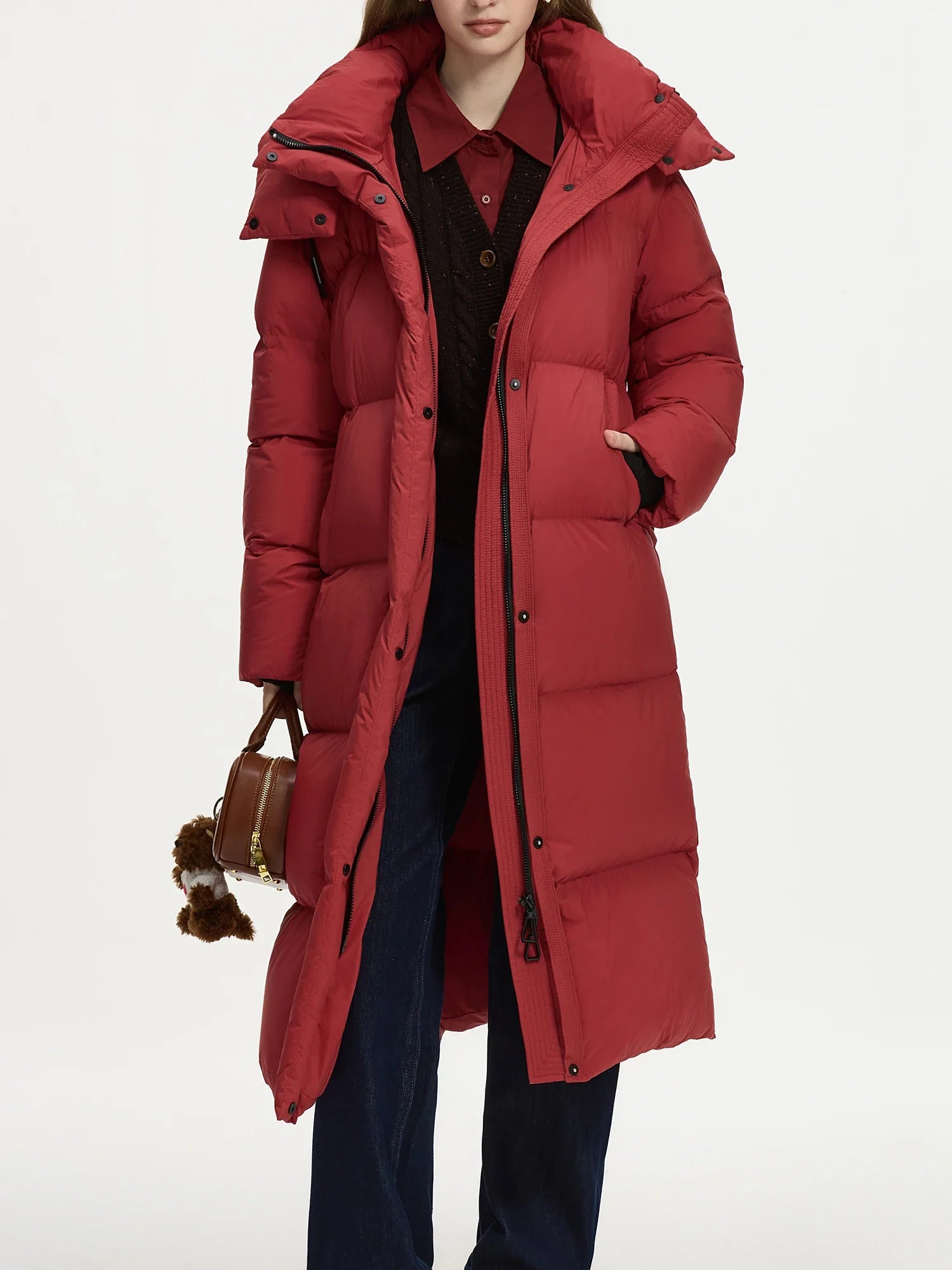 FSLE-Manteau Long et Chaud en Duvet pour Femme, Veste Polyvalente et Chic, Disponible en 3 Couleurs, 251.2g, Nouvelle Collection Hiver 2024, 24FS14081