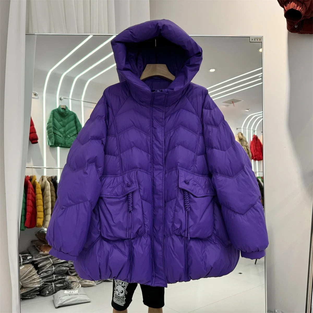 Lagabogy 2025 femmes automne hiver Style Vintage ample décontracté mi-long à capuche chaud manteau femme 90% blanc canard doudoune