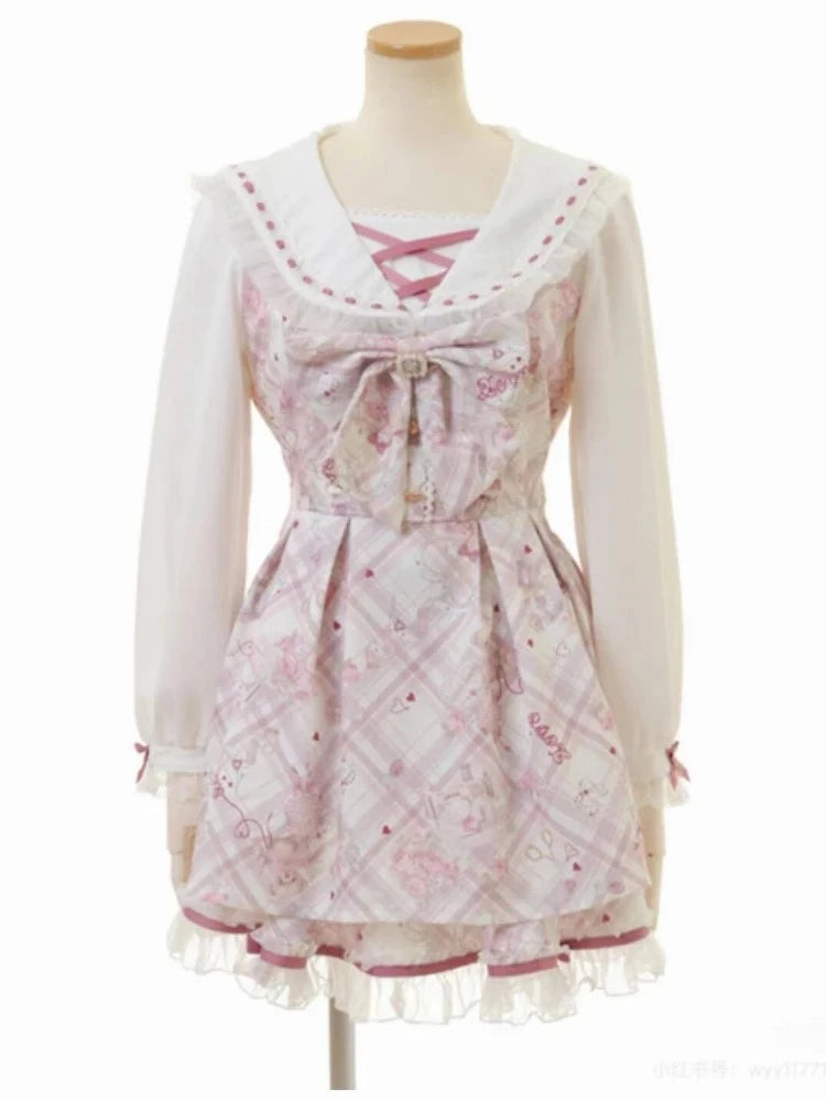 Robe Lolita en dentelle pour femmes, Style gothique japonais, avec nœud rayé, chemise à bandes, Slim, esthétique Y2k, Mini robes de soirée, Design