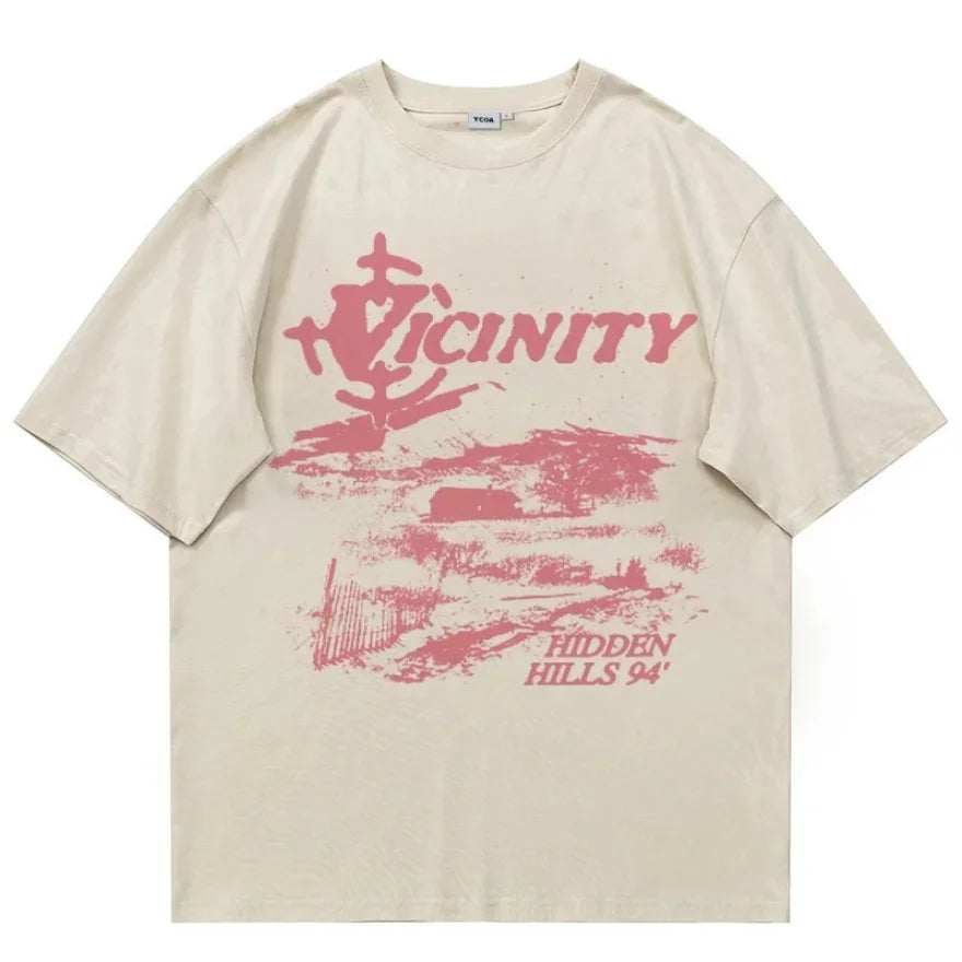 T-shirts surdimensionnés en coton pour hommes, Streetwear, mode coréenne, Vintage graphique Y2k, hauts à manches courtes, vêtements esthétiques Harajuku
