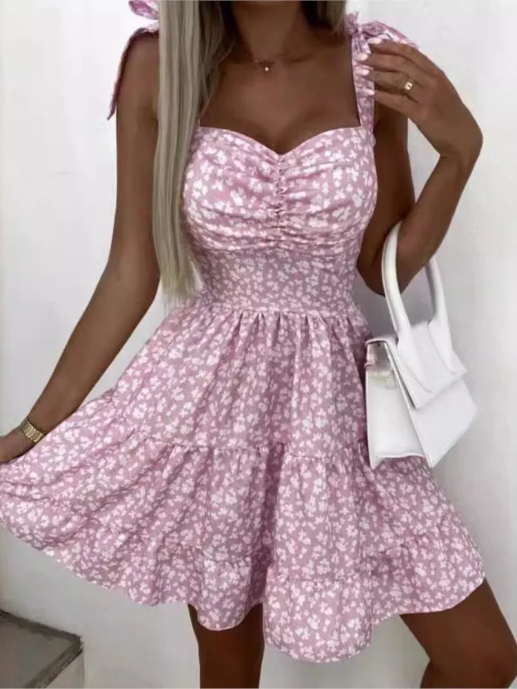 Robe imprimée Sexy pour femmes, Mini robe élégante à bretelles Spaghetti, robes de plage et de vacances, vêtements d'été pour femmes, nouvelle collection