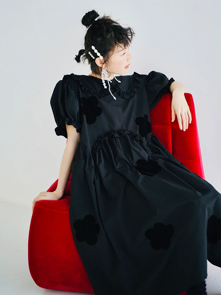 Imakokoni 2022 Original été pur coton robe noire fleur de cerisier robe Simple Girly jupe longue pour les femmes robe blanche 223588