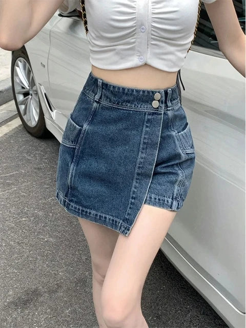 Jupe courte en jean Y2K pour femmes, nouvelle jupe plissée décontractée, taille haute, mince, gothique, fille chaude, Hotsweet, été