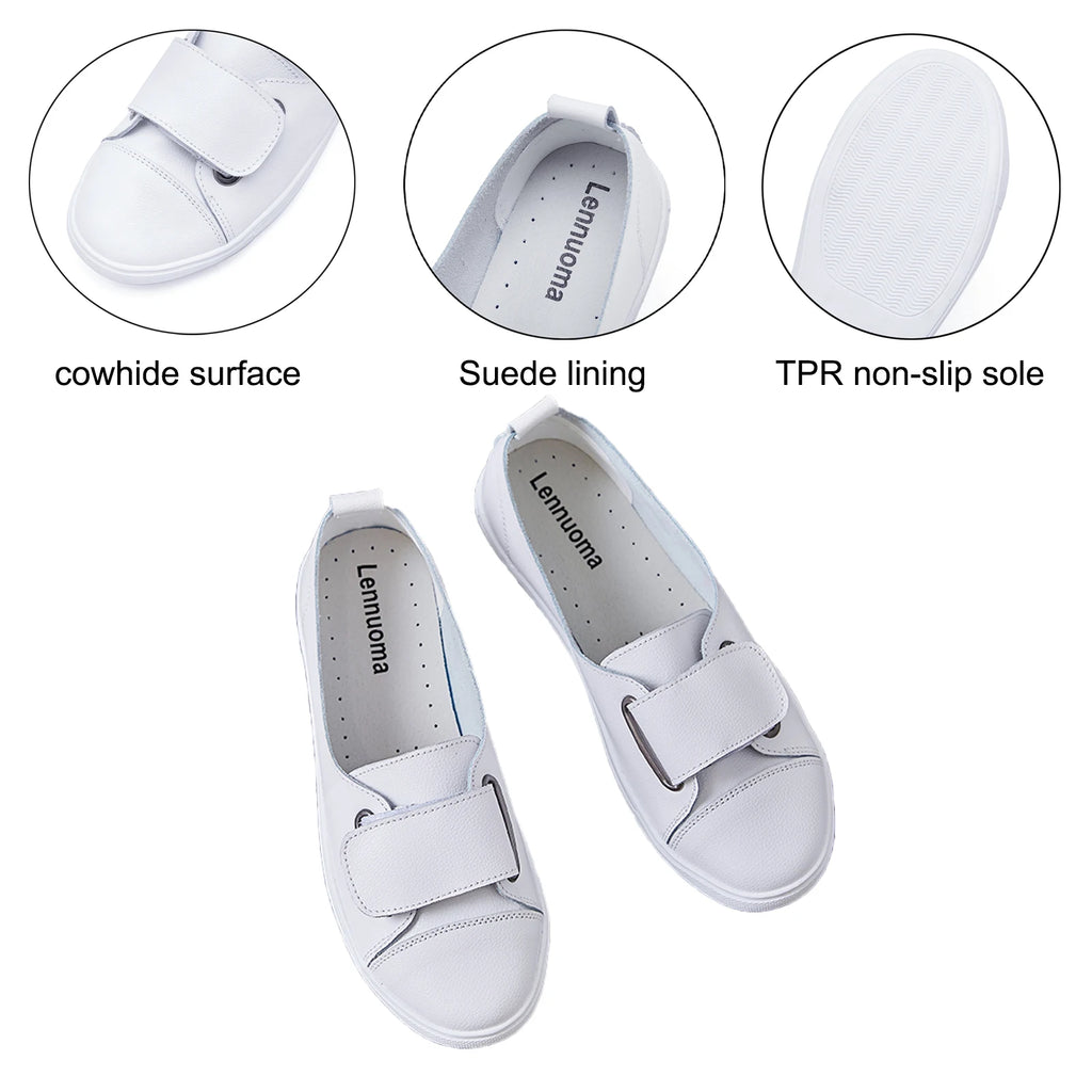 EOFK – mocassins à enfiler en cuir véritable pour femmes, chaussures d'été décontractées, plates, noires, 2022