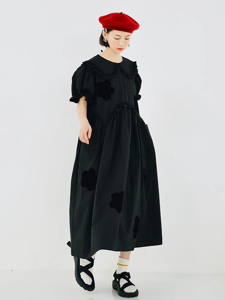 Imakokoni 2022 Original été pur coton robe noire fleur de cerisier robe Simple Girly jupe longue pour les femmes robe blanche 223588
