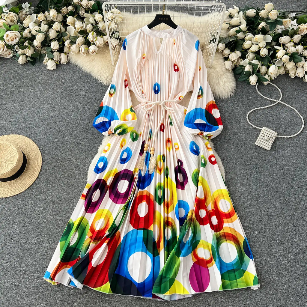 JAMERARY-Robe longue à imprimé floral pour femme, manches longues lanterne, paon de vacances, robe de soirée, robe de soirée, mode éducative, automne