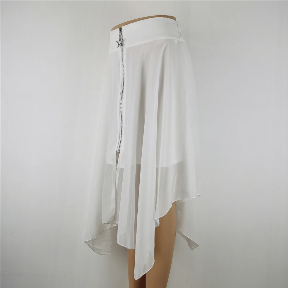Jupes gothiques pour femmes, Streetwear, taille haute, irrégulière, noire, Punk, Harajuku, longue, été