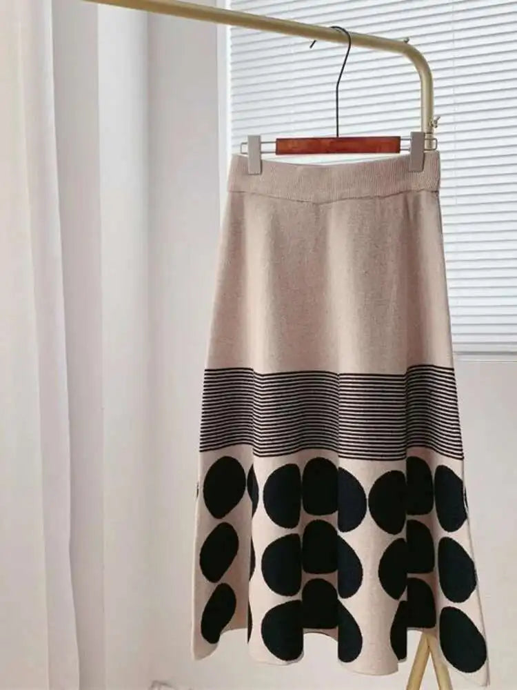 MooQ-Jupe trapèze élastique plissée à pois pour femme, jupe taille haute, style japonais, automne, hiver, nouveau, 2023, Midisk343