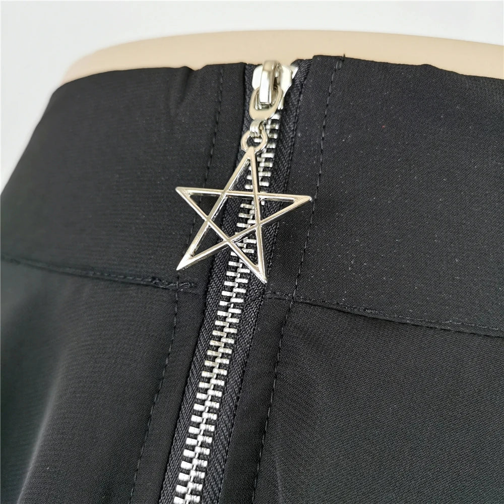 Jupes gothiques pour femmes, Streetwear, taille haute, irrégulière, noire, Punk, Harajuku, longue, été