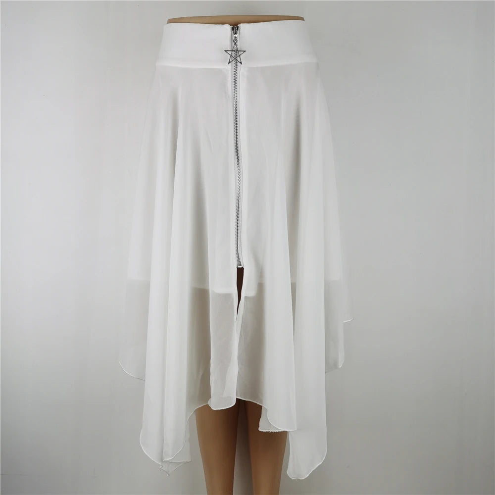 Jupes gothiques pour femmes, Streetwear, taille haute, irrégulière, noire, Punk, Harajuku, longue, été