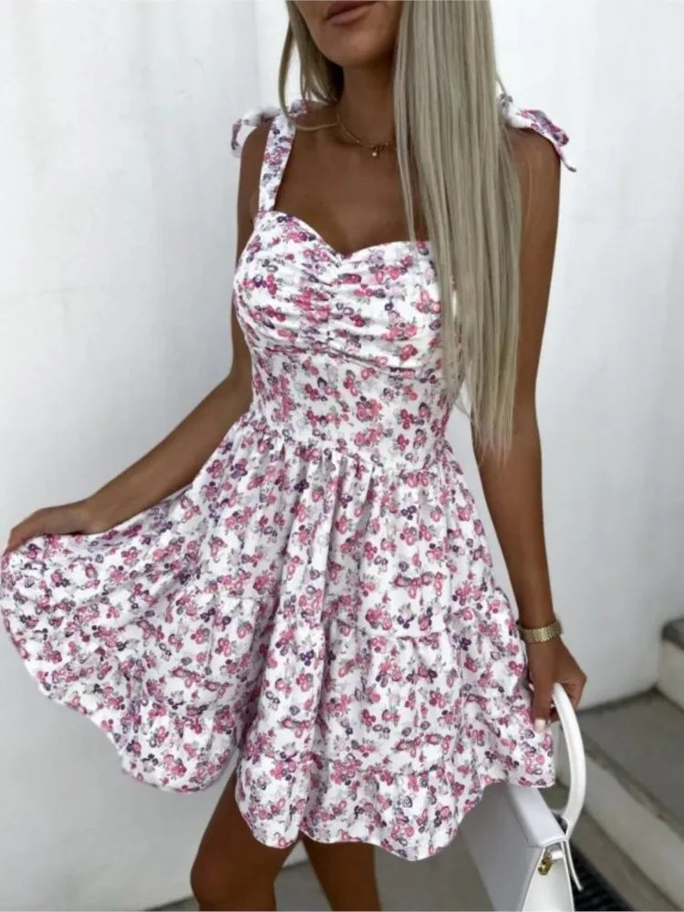 Robe imprimée Sexy pour femmes, Mini robe élégante à bretelles Spaghetti, robes de plage et de vacances, vêtements d'été pour femmes, nouvelle collection