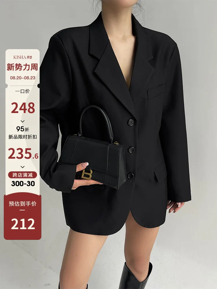 Veste décontractée à manches longues pour femme, manteau imbibé haut de gamme, blazers design à la mode, haut marron pour femme de bureau, Y7CS, nouveau, 2024