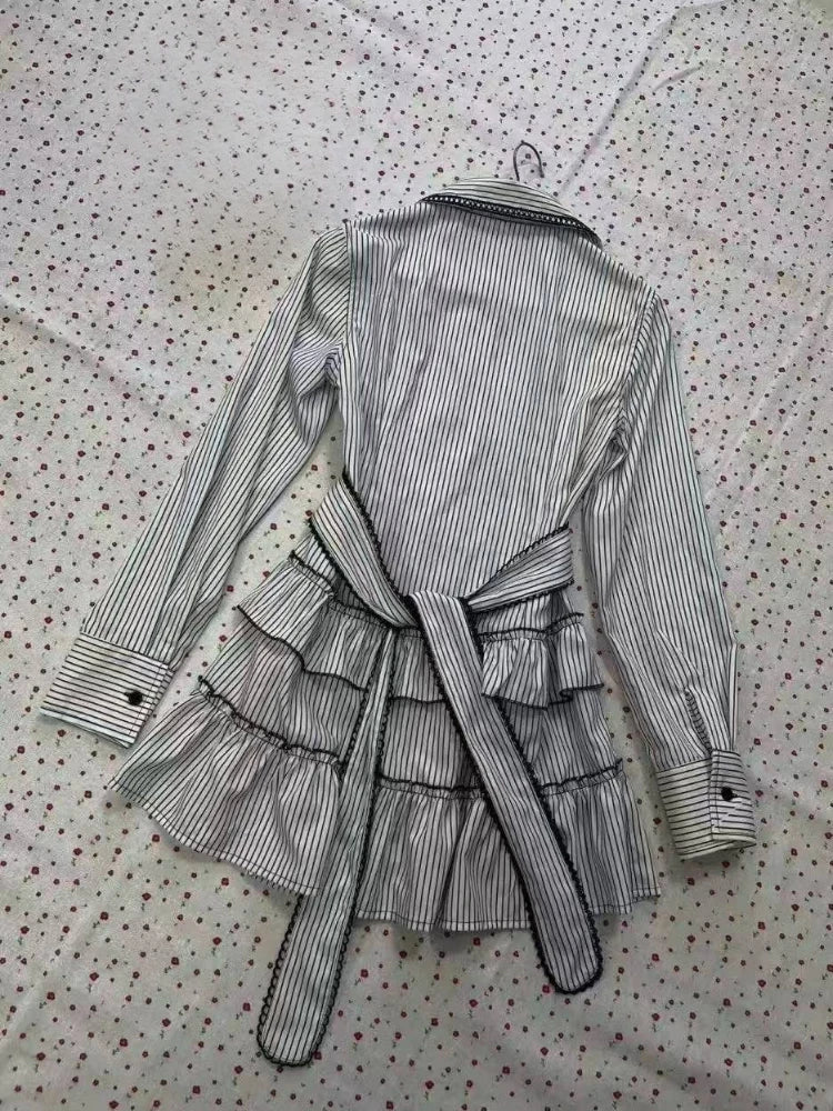 Robe Lolita en dentelle pour femmes, Style gothique japonais, avec nœud rayé, chemise à bandes, Slim, esthétique Y2k, Mini robes de soirée, Design