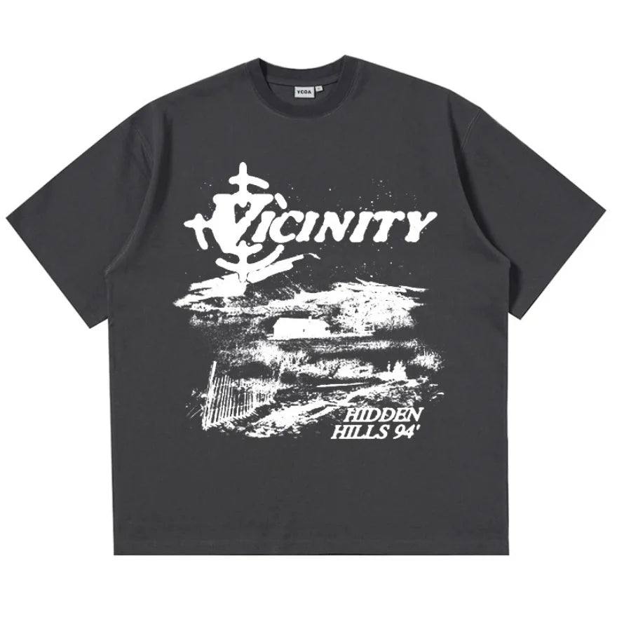 T-shirts surdimensionnés en coton pour hommes, Streetwear, mode coréenne, Vintage graphique Y2k, hauts à manches courtes, vêtements esthétiques Harajuku