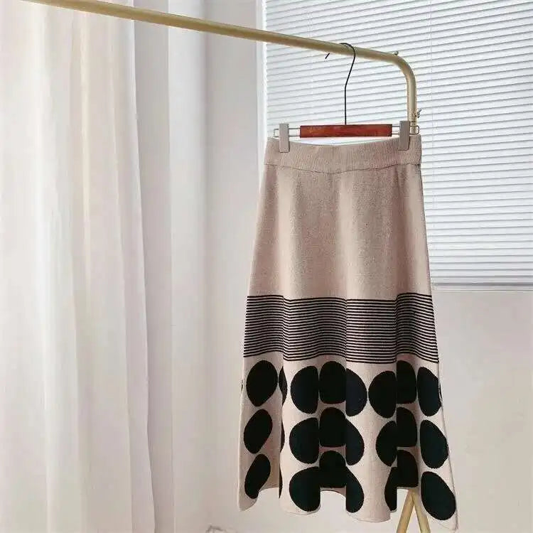 MooQ-Jupe trapèze élastique plissée à pois pour femme, jupe taille haute, style japonais, automne, hiver, nouveau, 2023, Midisk343