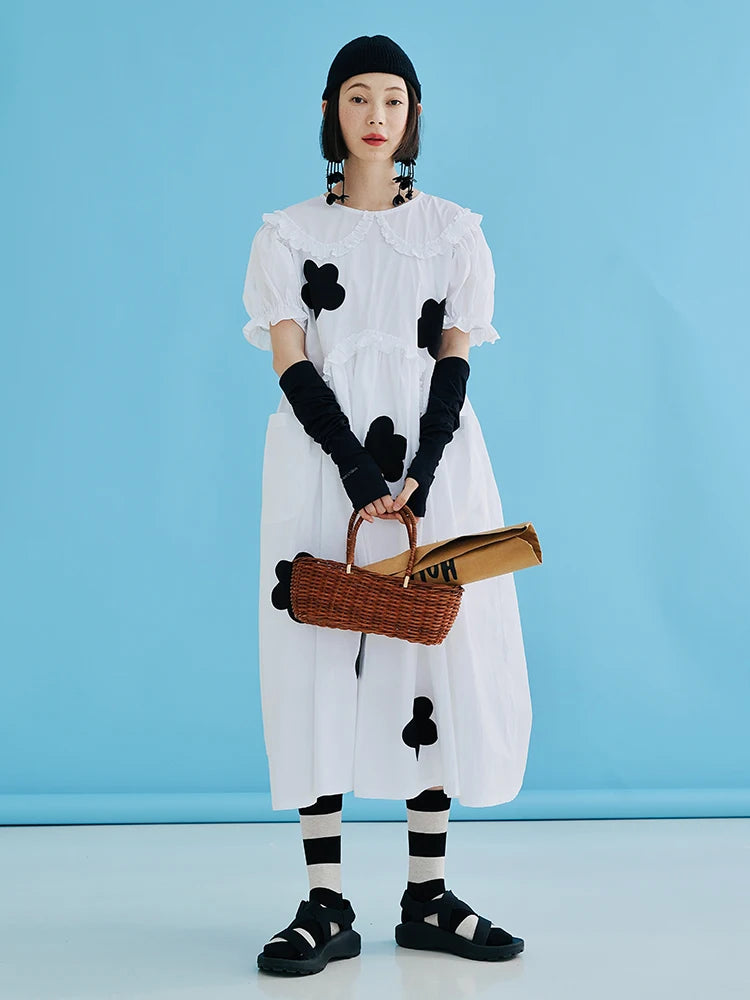 Imakokoni 2022 Original été pur coton robe noire fleur de cerisier robe Simple Girly jupe longue pour les femmes robe blanche 223588