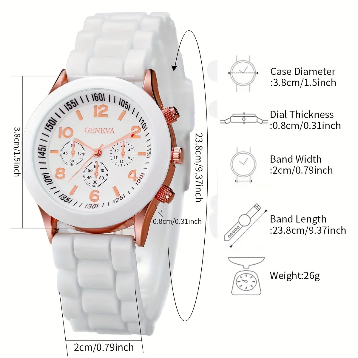 Montre à quartz analogique décontractée pour femme, bracelet en silicone, biscuits, ensemble de bijoux coeur, sans boîte, 6 pièces par ensemble
