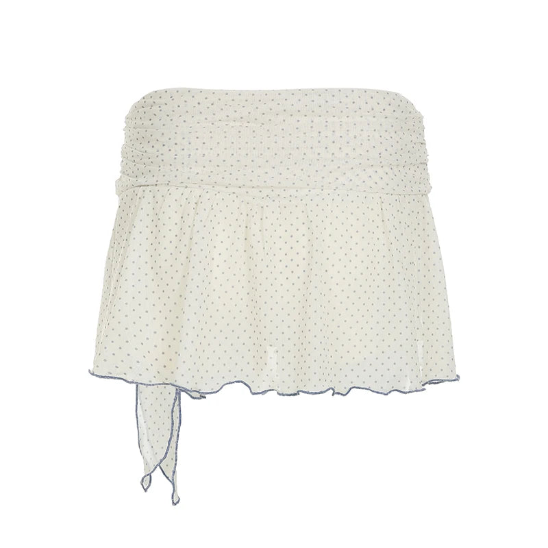Mini jupes en tissu imprimé à pois pour femmes, douces et mignonnes, avec nœud Chic, assorties avec tout, jupes d'été simples et décontractées