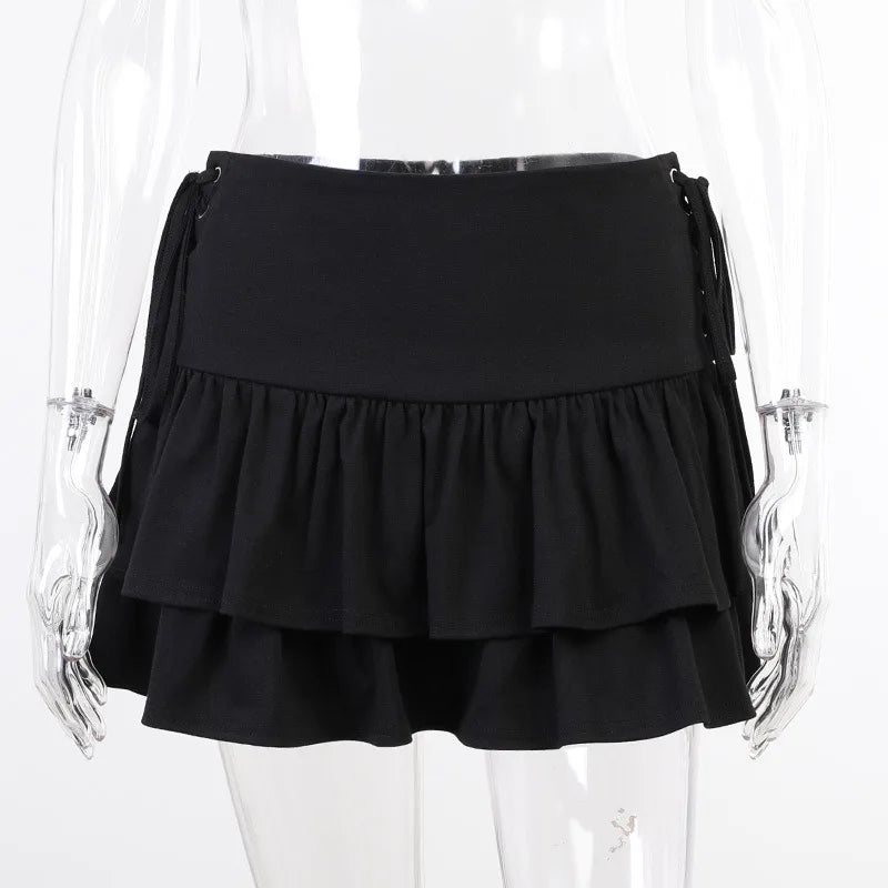FISalle de bain-Mini jupe bandage taille haute pour femme, R Streetwear Mall Goth, Harajuku Y2K, E-Girl, Dark Gothic Punk, Emo Alt Club Wear