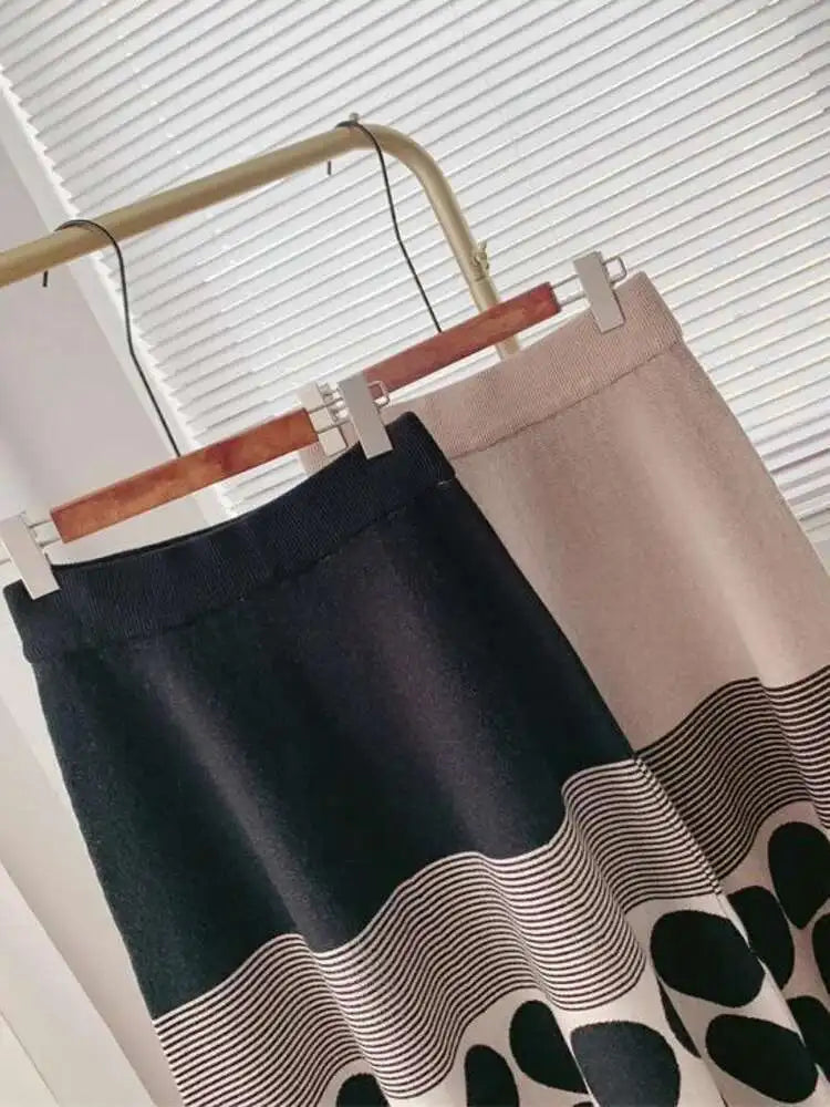 MooQ-Jupe trapèze élastique plissée à pois pour femme, jupe taille haute, style japonais, automne, hiver, nouveau, 2023, Midisk343