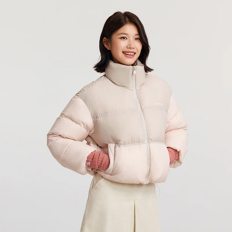 Semir-Doudoune courte surdimensionnée à trois degrés pour femme, haut à col montant avec lettre, hiver 2024, nouveau