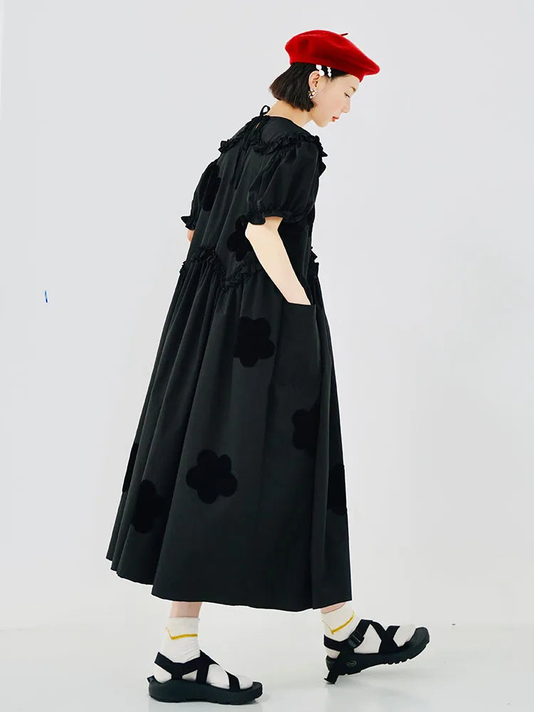 Imakokoni 2022 Original été pur coton robe noire fleur de cerisier robe Simple Girly jupe longue pour les femmes robe blanche 223588