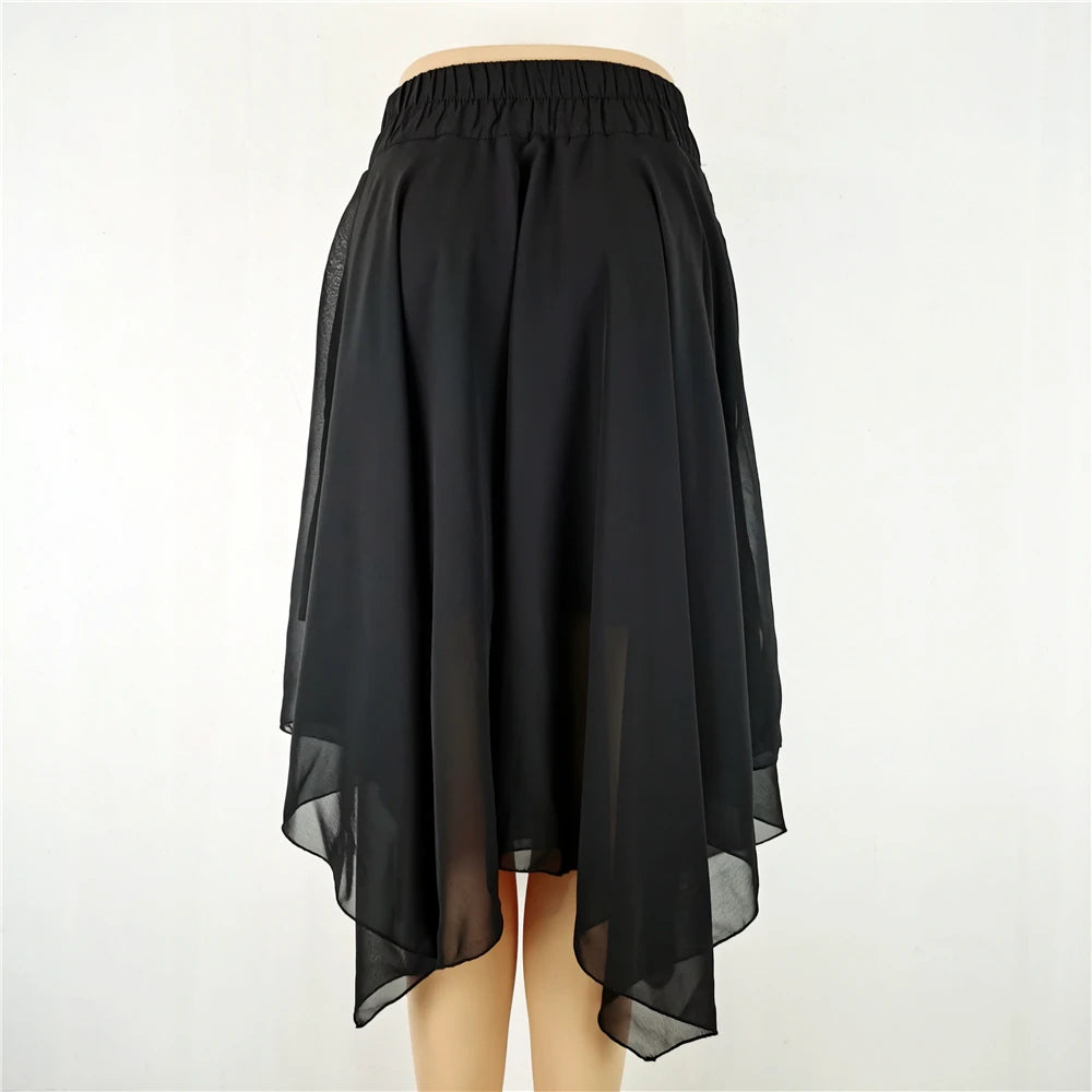 Jupes gothiques pour femmes, Streetwear, taille haute, irrégulière, noire, Punk, Harajuku, longue, été